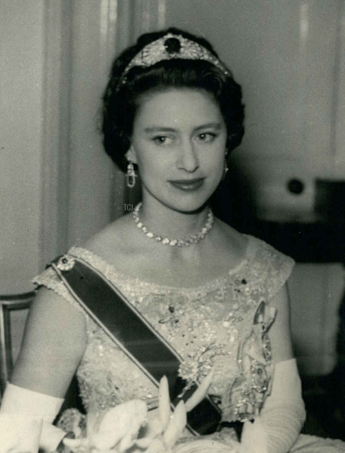 La Principessa Margaret partecipa a una cena di Stato presso la Residenza del Governatore Generale, Port of Spain, Trinidad, Aprile 1958