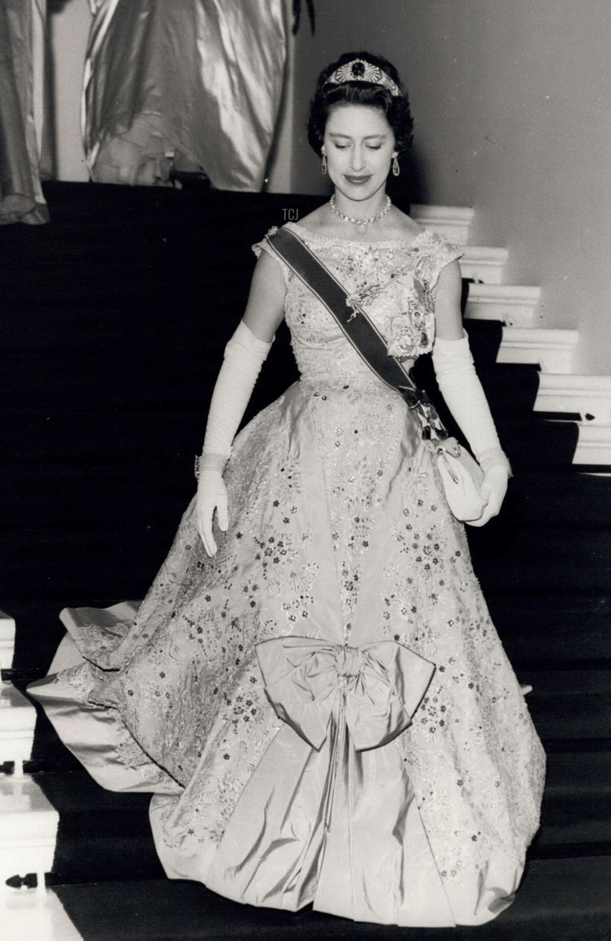 La Principessa Margaret partecipa a una cena di Stato presso la Residenza del Governatore Generale, Port of Spain, Trinidad, Aprile 1958