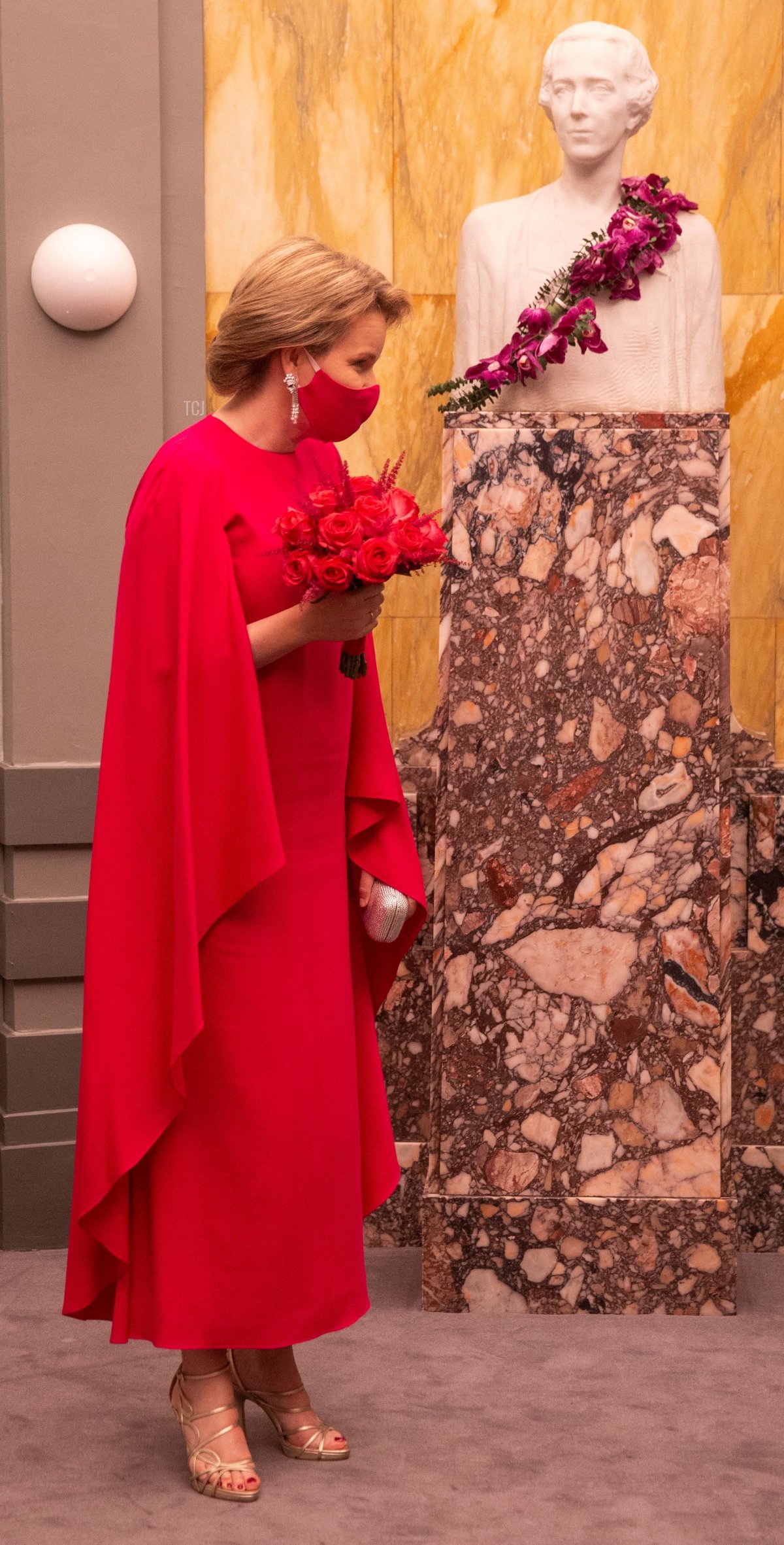 La regina Matilde dei belgi durante la proclamazione del Concorso Pianistico Regina Elisabetta 2021, presso la Henry Le Boeuf Hall del Bozar Palais des Beaux Arts, a Bruxelles, sabato 29 maggio 2021