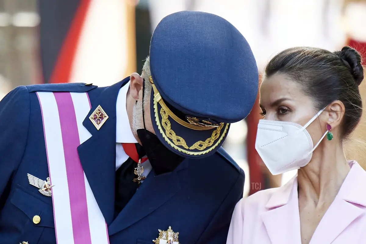 La regina Letizia di Spagna partecipa alla giornata delle Forze Armate il 29 maggio 2021 a Madrid