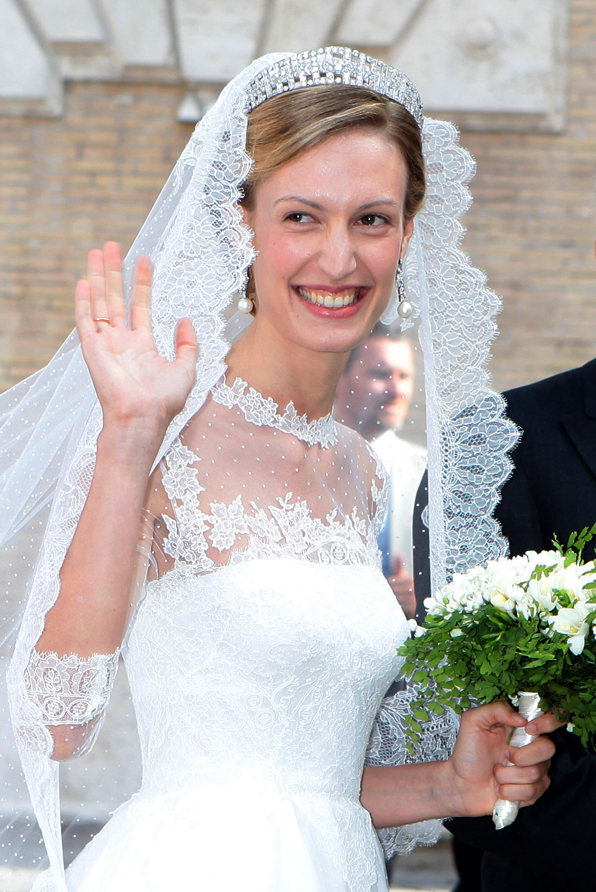 Elisabetta Maria Rosboch von Wolkenstein arriva per il suo matrimonio con il principe Amedeo del Belgio a Roma il 5 luglio 2014 (Elisabetta Villa/Getty Images)