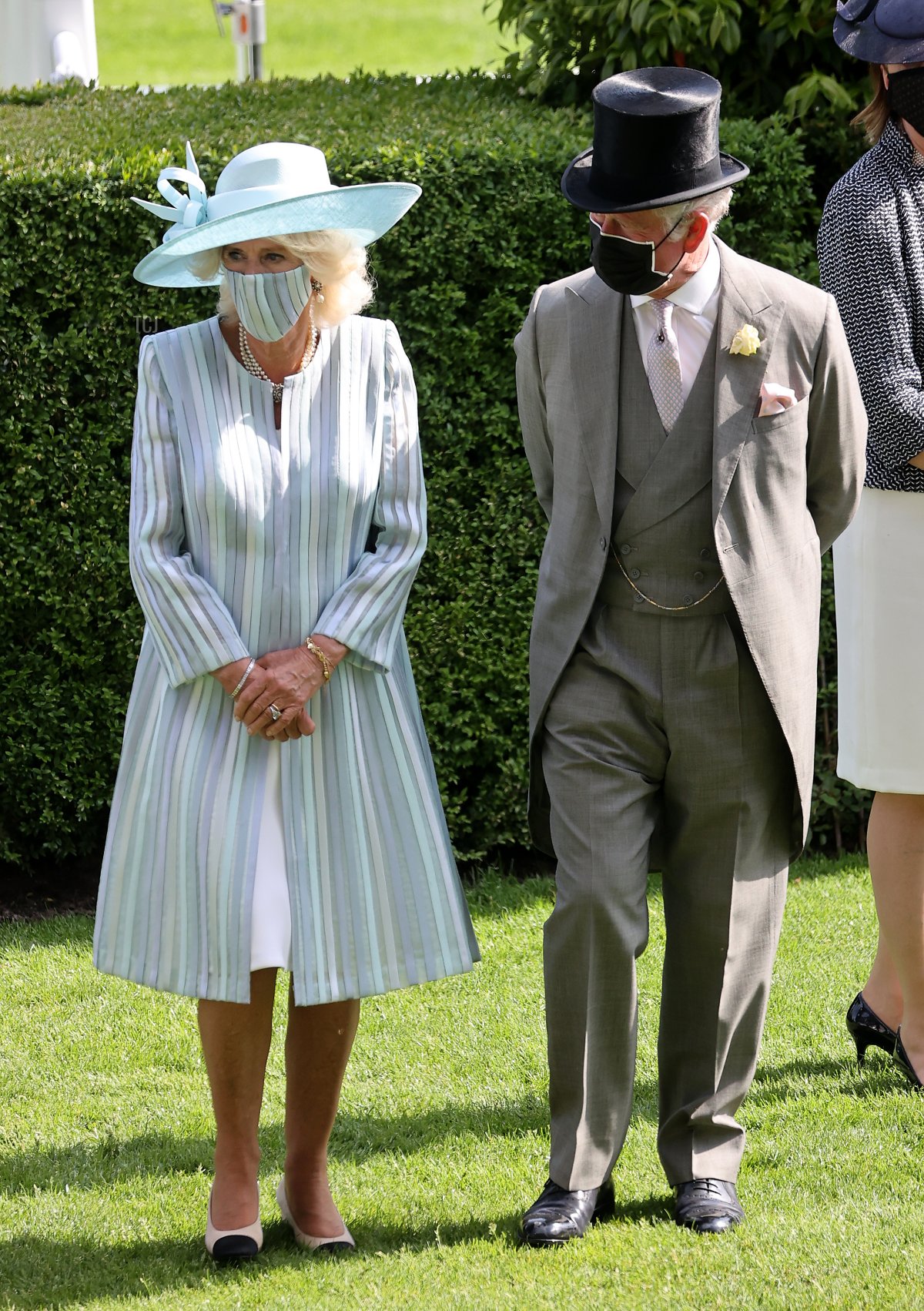 Camilla, Duchessa di Cornovaglia e il Principe Carlo, Principe di Galles entrano nel ring di parata durante il Royal Ascot 2021 all'ippodromo di Ascot il 15 giugno 2021 ad Ascot, Inghilterra