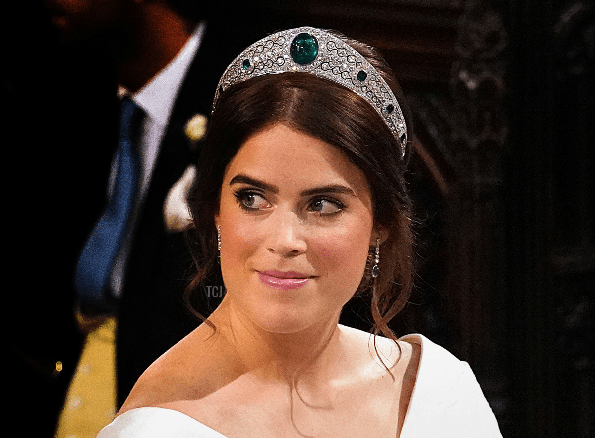 La Principessa Eugenia di York partecipa al suo matrimonio con Jack Brooksbank presso la Cappella di San Giorgio il 12 ottobre 2018