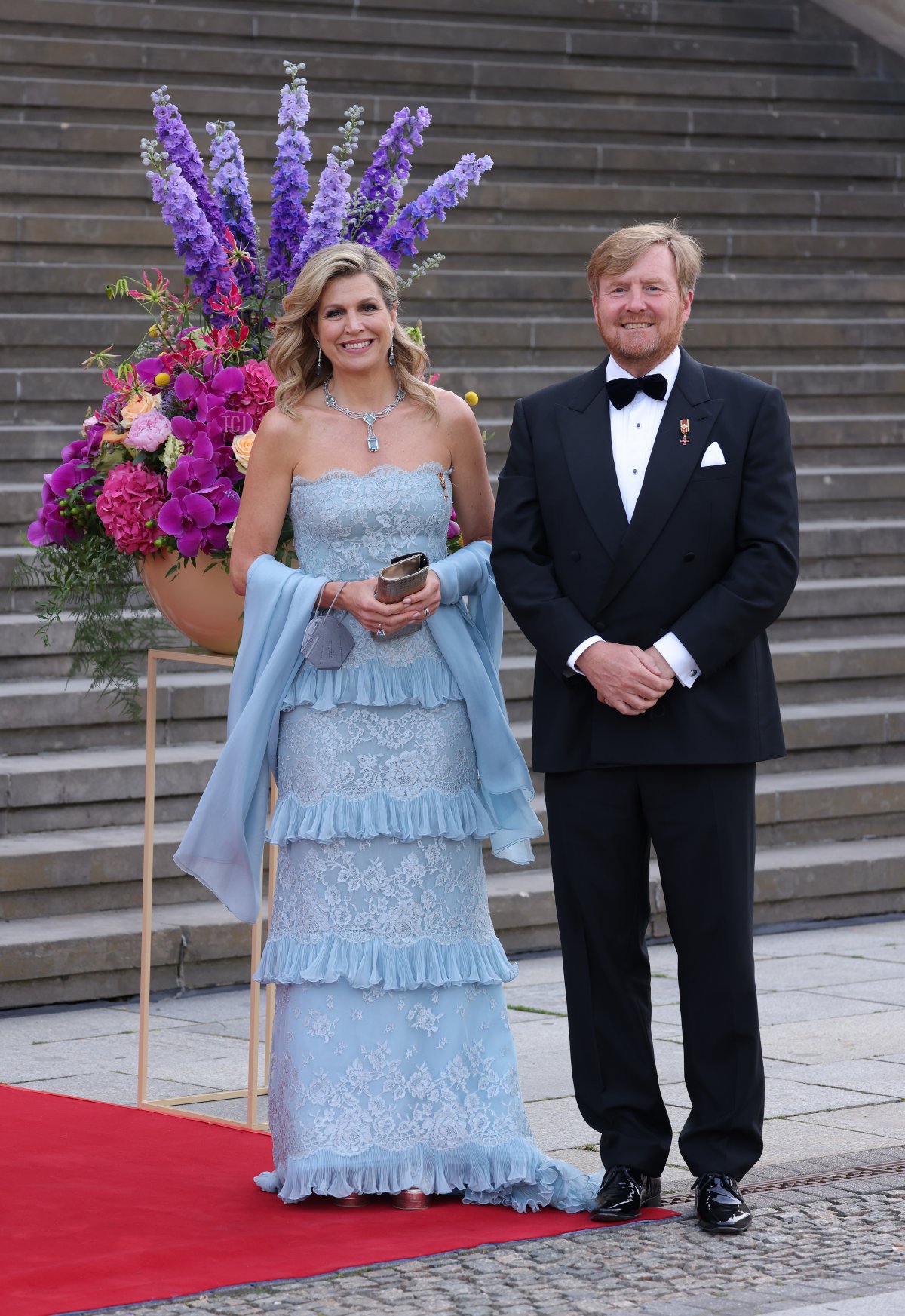 Re Willem-Alexander e Regina Maxima dei Paesi Bassi arrivano al Konzerthaus am Gendarmenmarkt il 6 luglio 2021 a Berlino, Germania