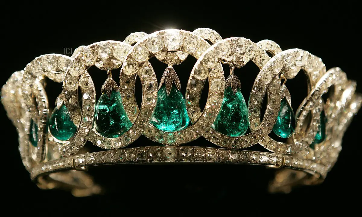 Queen Elizabeth II's Vladimir Tiara is displayed at Buckingham Palace on July 25, 2006 in London