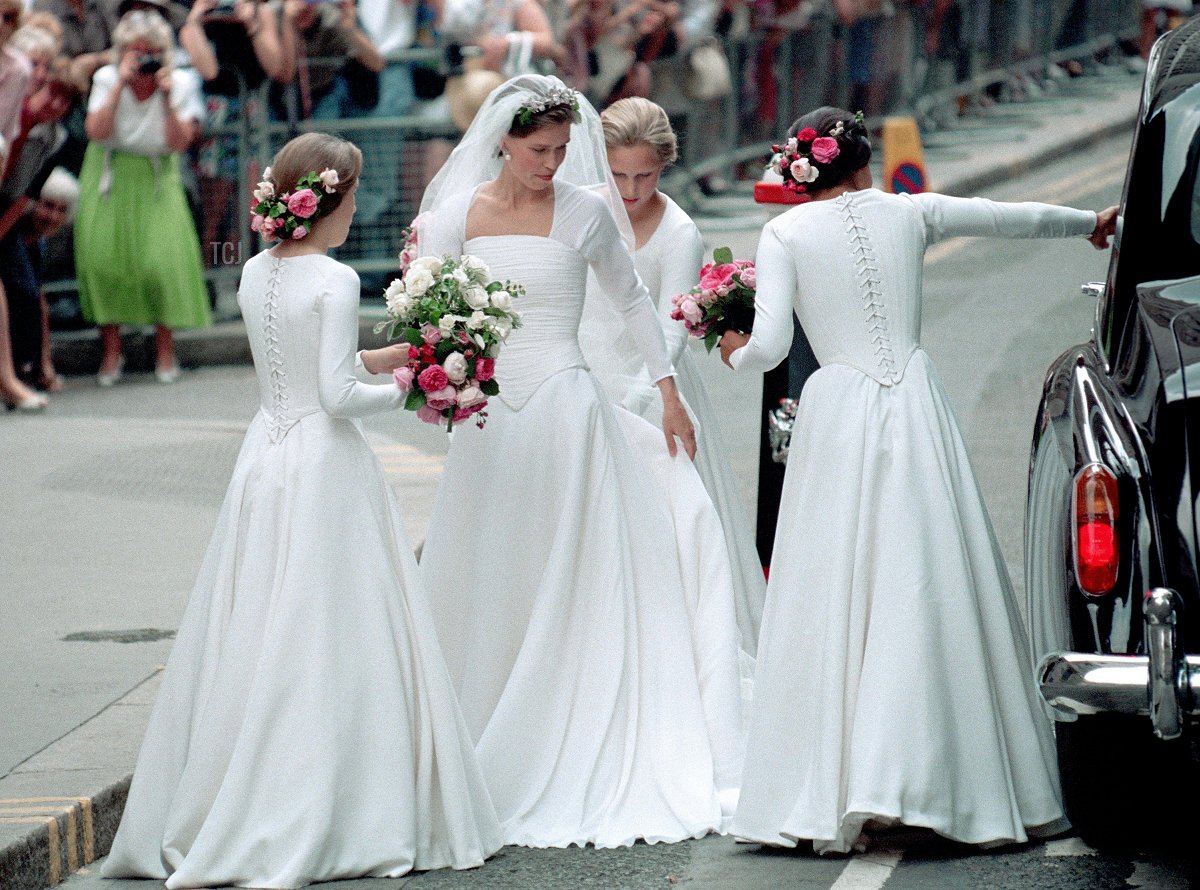 Lady Sarah Armstrong Jones arriva per il suo matrimonio con Daniel Chatto a St Stephen's Church, Londra, Regno Unito