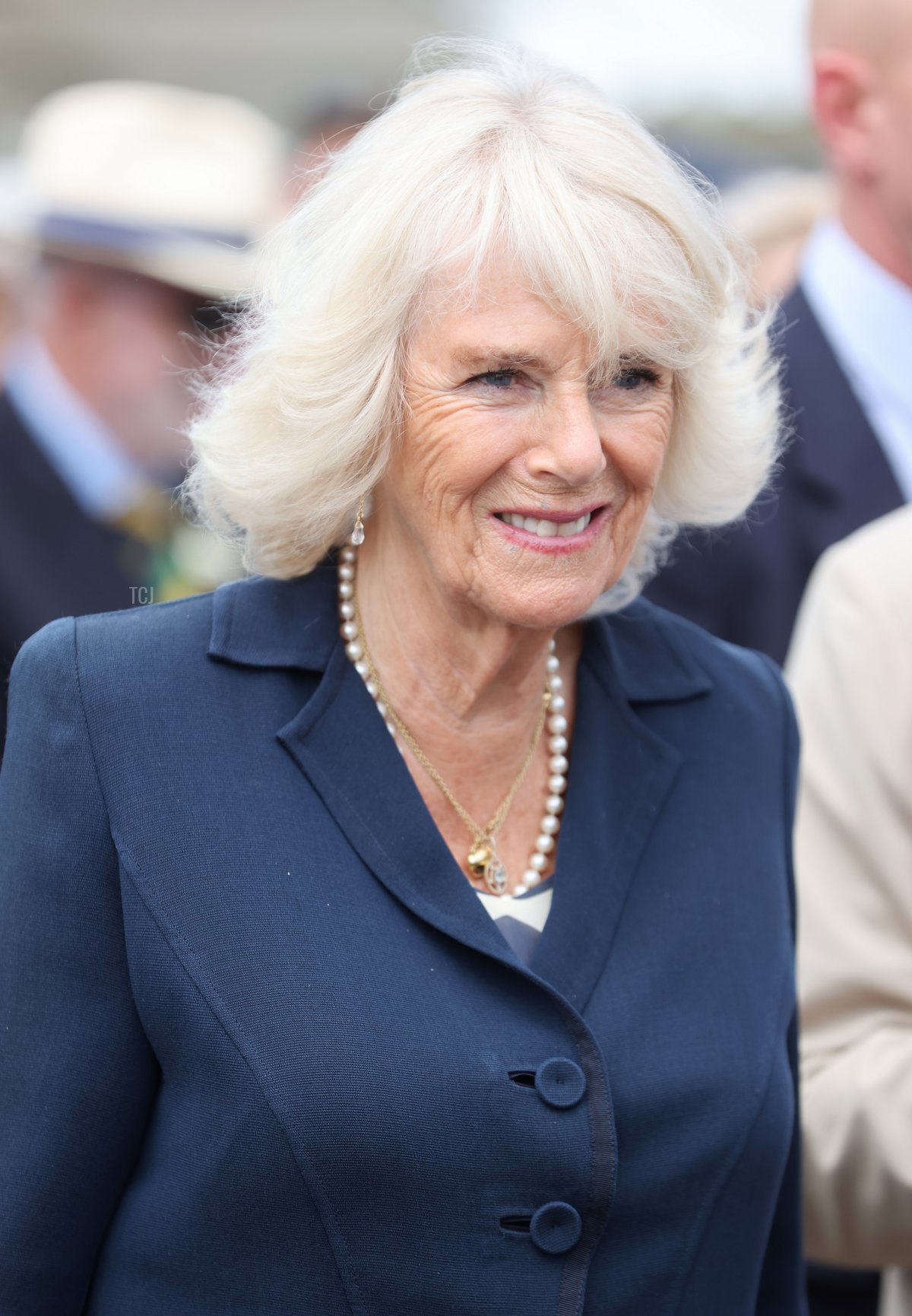 Camilla, Duchessa di Cornovaglia sorride durante la sua visita al Great Yorkshire Show il 15 luglio 2021 a Harrogate, Inghilterra