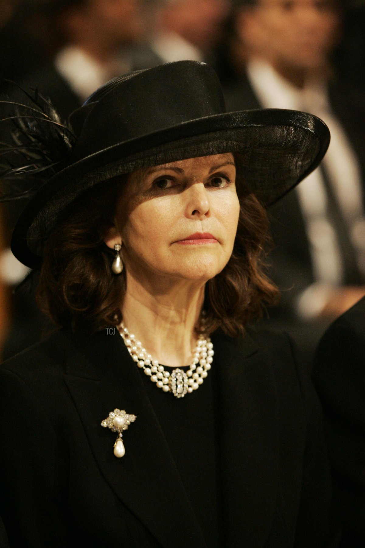 Queen Silvia of Sweden is seen inside the Cathedral at the funeral service of Monaco's Prince Rainier III at Monaco Cathedral on April 15, 2005 in Monte Carlo, Monaco