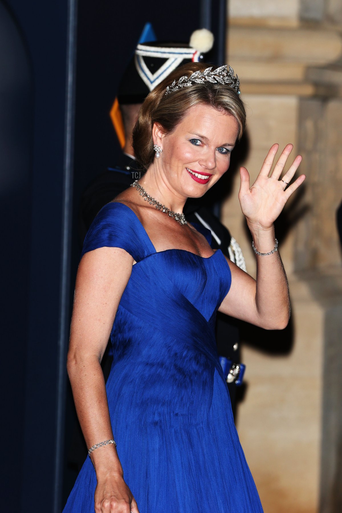 La Principessa Mathilde del Belgio partecipa alla cena di gala per il matrimonio del Principe Guillaume di Lussemburgo e Stephanie de Lannoy al Palazzo Granducale il 19 ottobre 2012