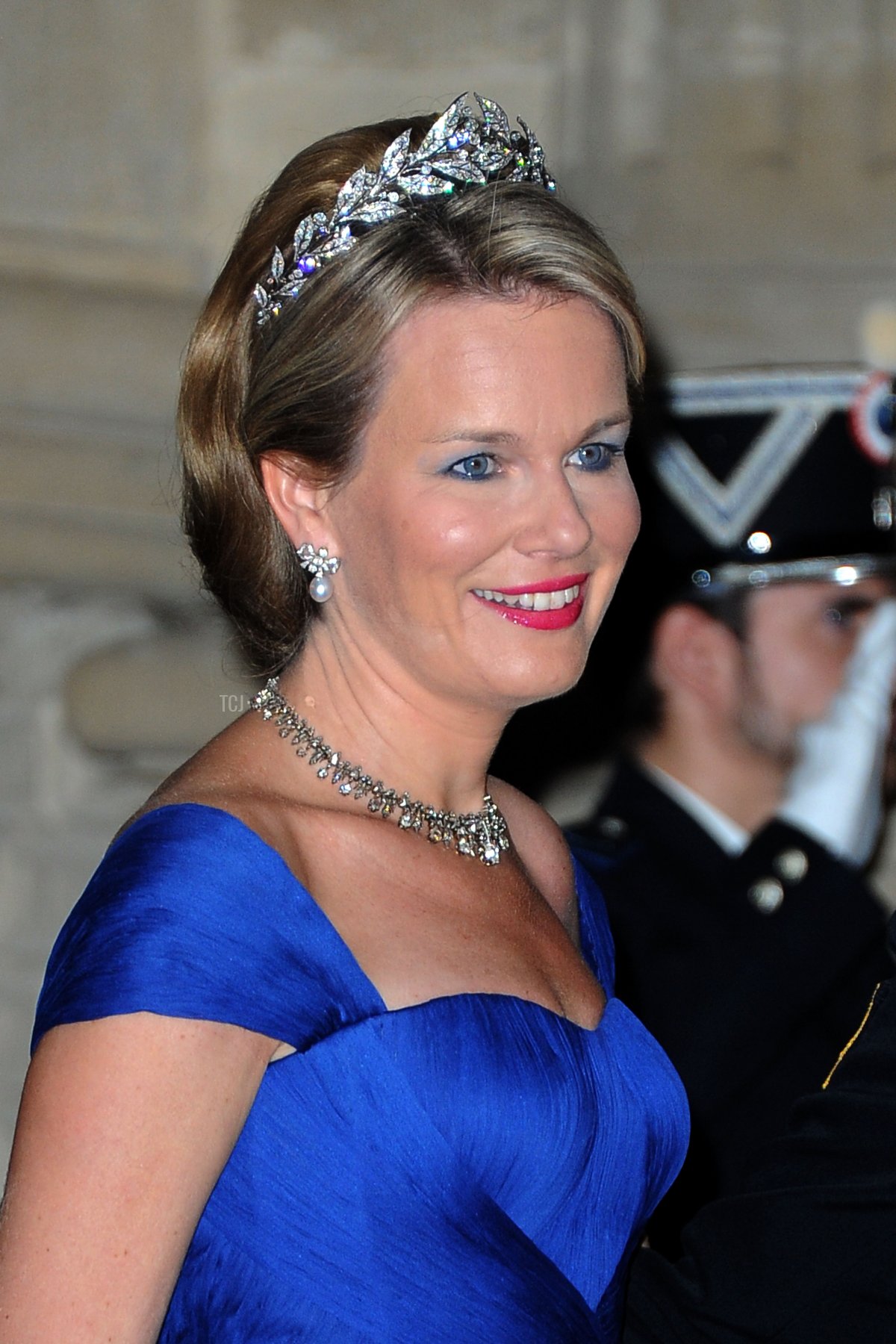 La Principessa Mathilde del Belgio partecipa alla cena di gala per il matrimonio del Principe Guillaume di Lussemburgo e Stephanie de Lannoy al Palazzo Granducale il 19 ottobre 2012