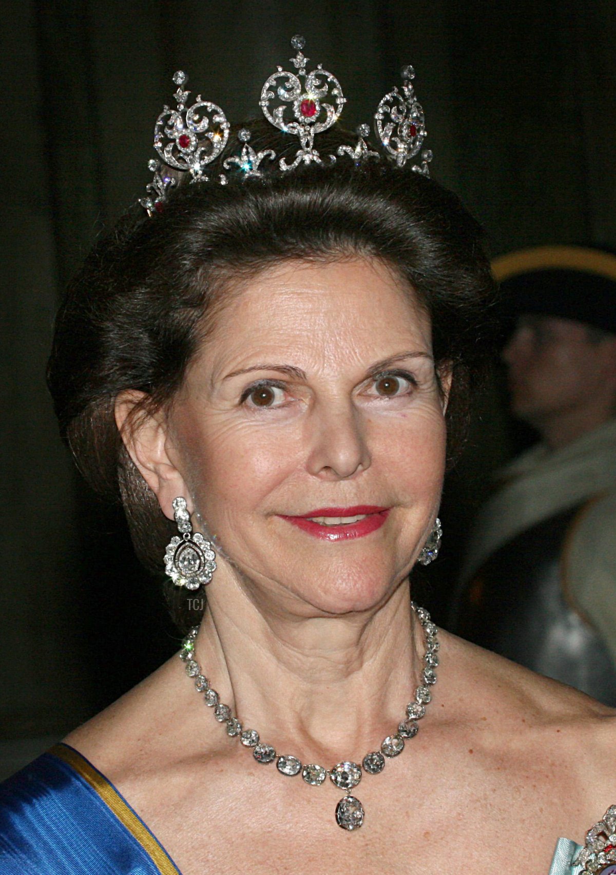 La Regina Svedese Silvia sorride durante una gala per il Presidente Greco al Palazzo Reale di Stoccolma, Svezia, 20 maggio 2008