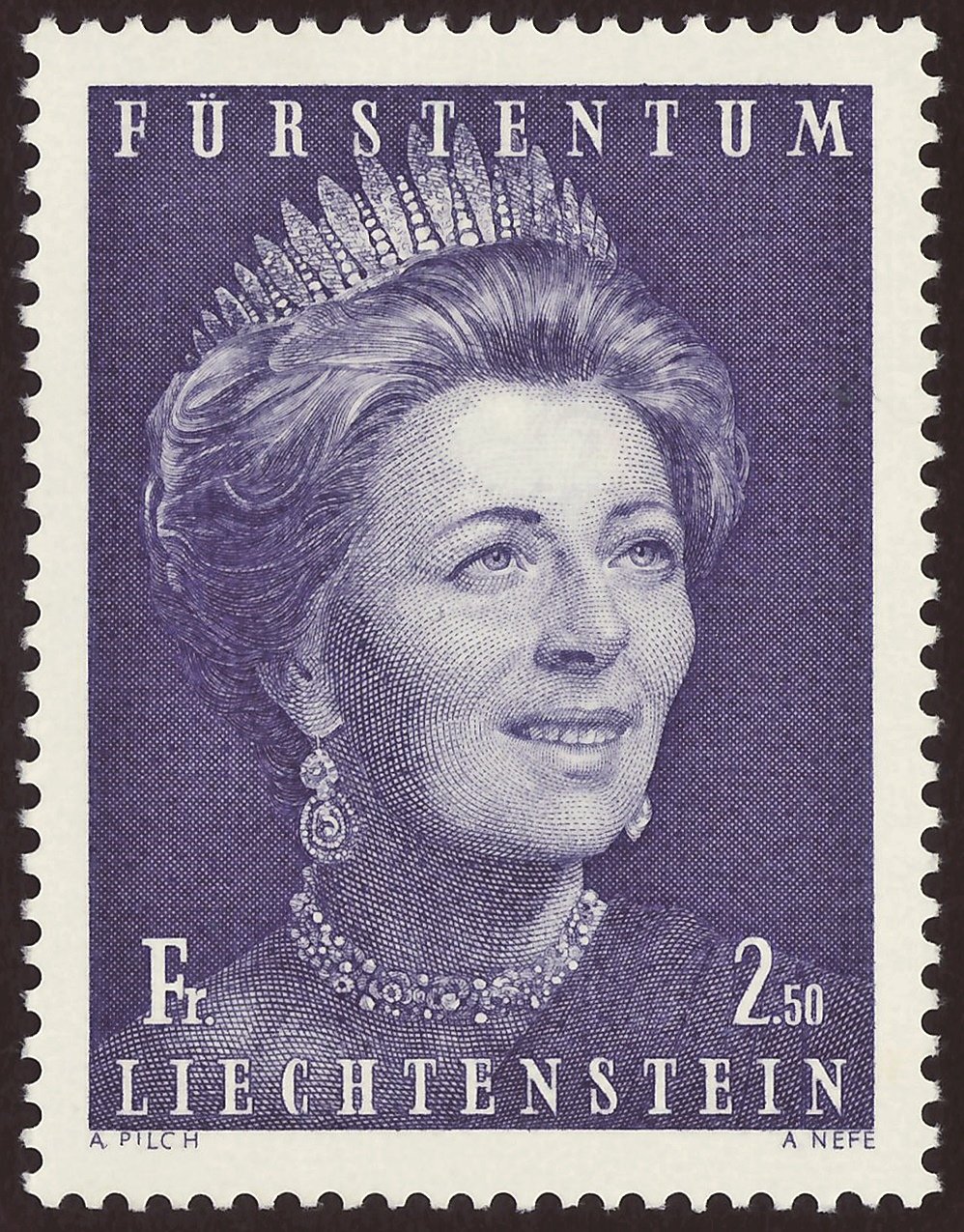 Francobollo del Principato di Liechtenstein; 1971: francobollo definitivo dell'emissione 