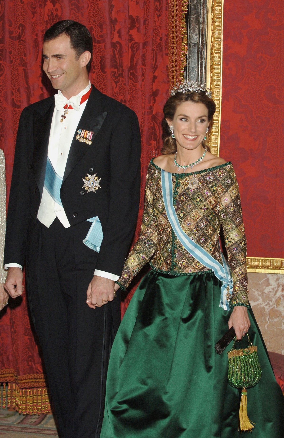 Il Principe Felipe e la Principessa Letizia di Spagna partecipano a una cena ufficiale in onore del Presidente russo Vladimir Putin al Palazzo Reale, l'8 febbraio 2006 a Madrid, Spagna