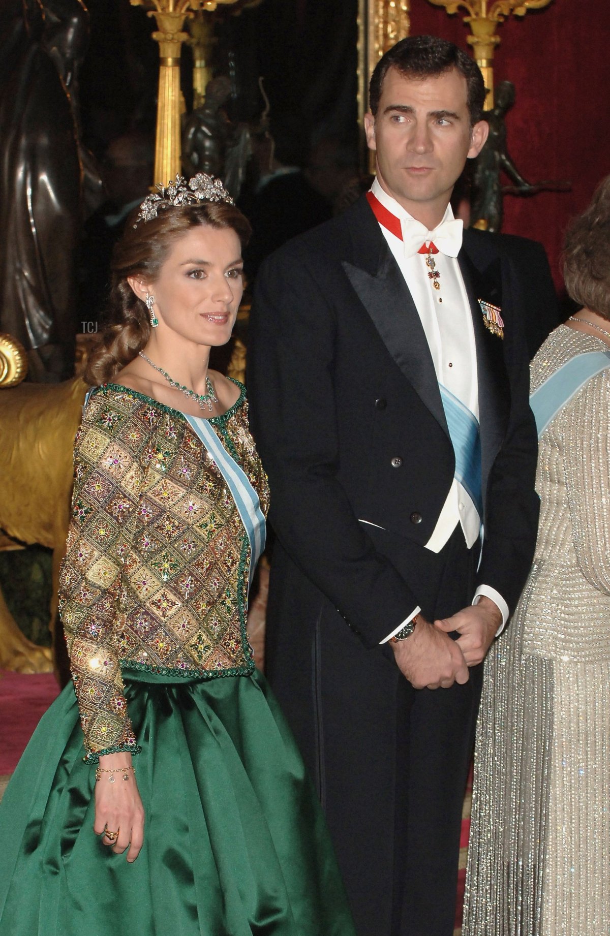 Il Principe Felipe e la Principessa Letizia di Spagna partecipano a una cena ufficiale in onore del Presidente russo Vladimir Putin al Palazzo Reale, l'8 febbraio 2006 a Madrid, Spagna