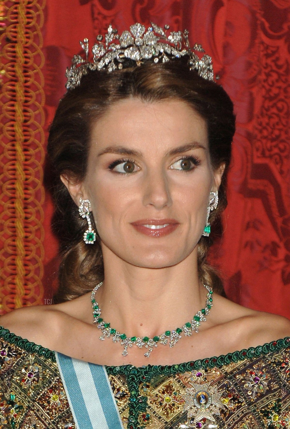 La Principessa Letizia di Spagna partecipa a una cena ufficiale in onore del Presidente russo Vladimir Putin al Palazzo Reale, l'8 febbraio 2006 a Madrid, Spagna