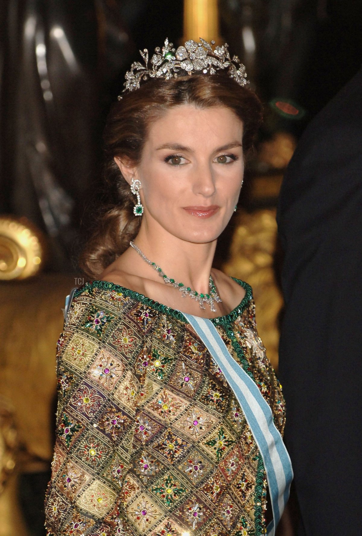 La Principessa Letizia di Spagna partecipa a una cena ufficiale in onore del Presidente russo Vladimir Putin al Palazzo Reale, l'8 febbraio 2006 a Madrid, Spagna