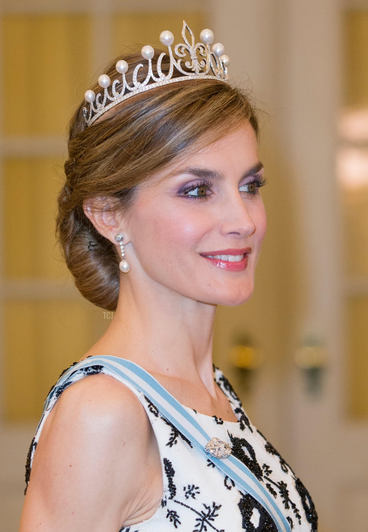 Copenaghen, Danimarca. 15 Apr, 2015. La regina Letizia di Spagna partecipa alla cena di gala per il 75° compleanno della regina danese Margrethe al Palazzo Christiansborg a Copenaghen, Danimarca, 15 aprile 2015