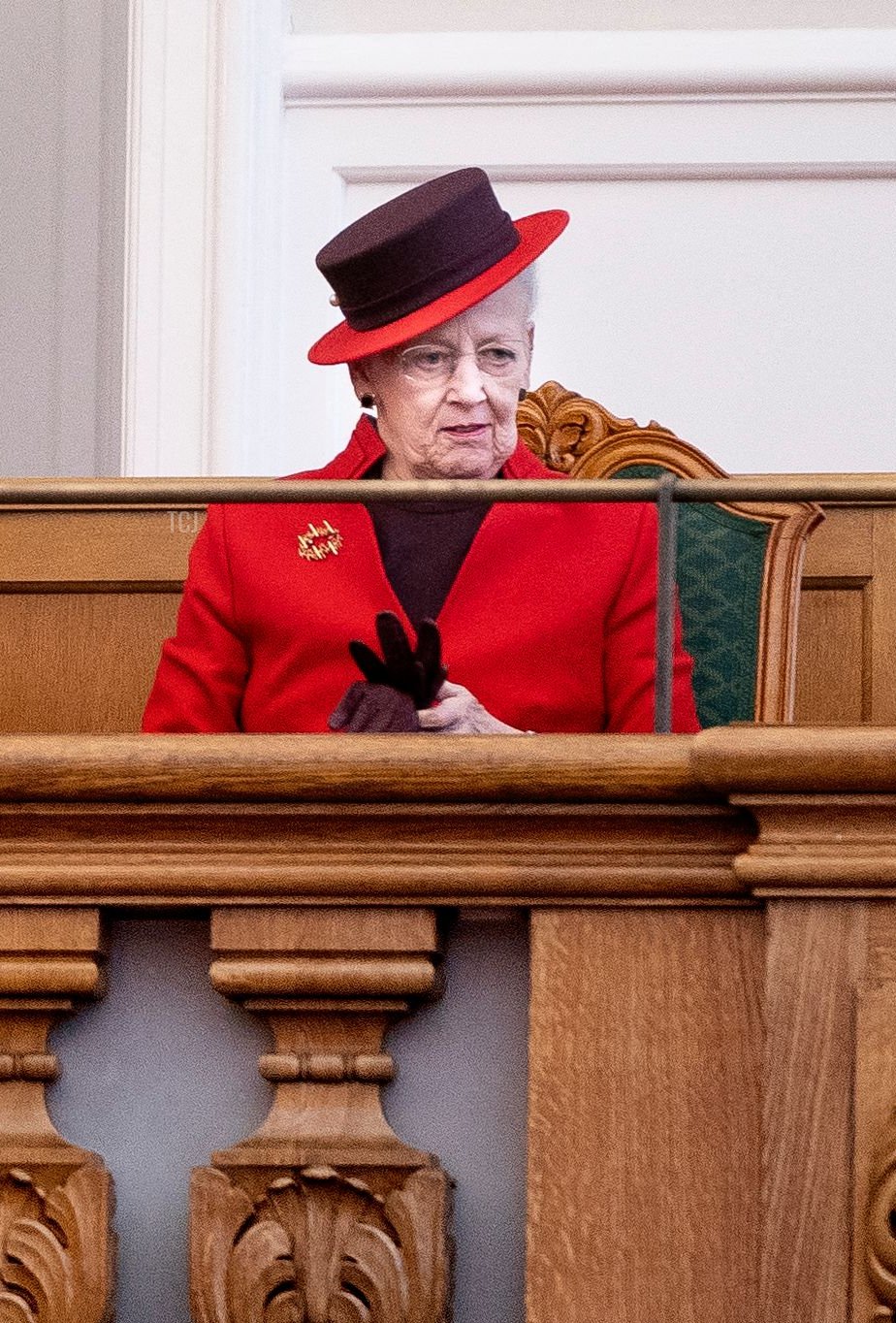 La regina Margrethe II di Danimarca durante l'apertura del Parlamento danese Folketinget a Copenaghen, Danimarca, il 5 ottobre 2021