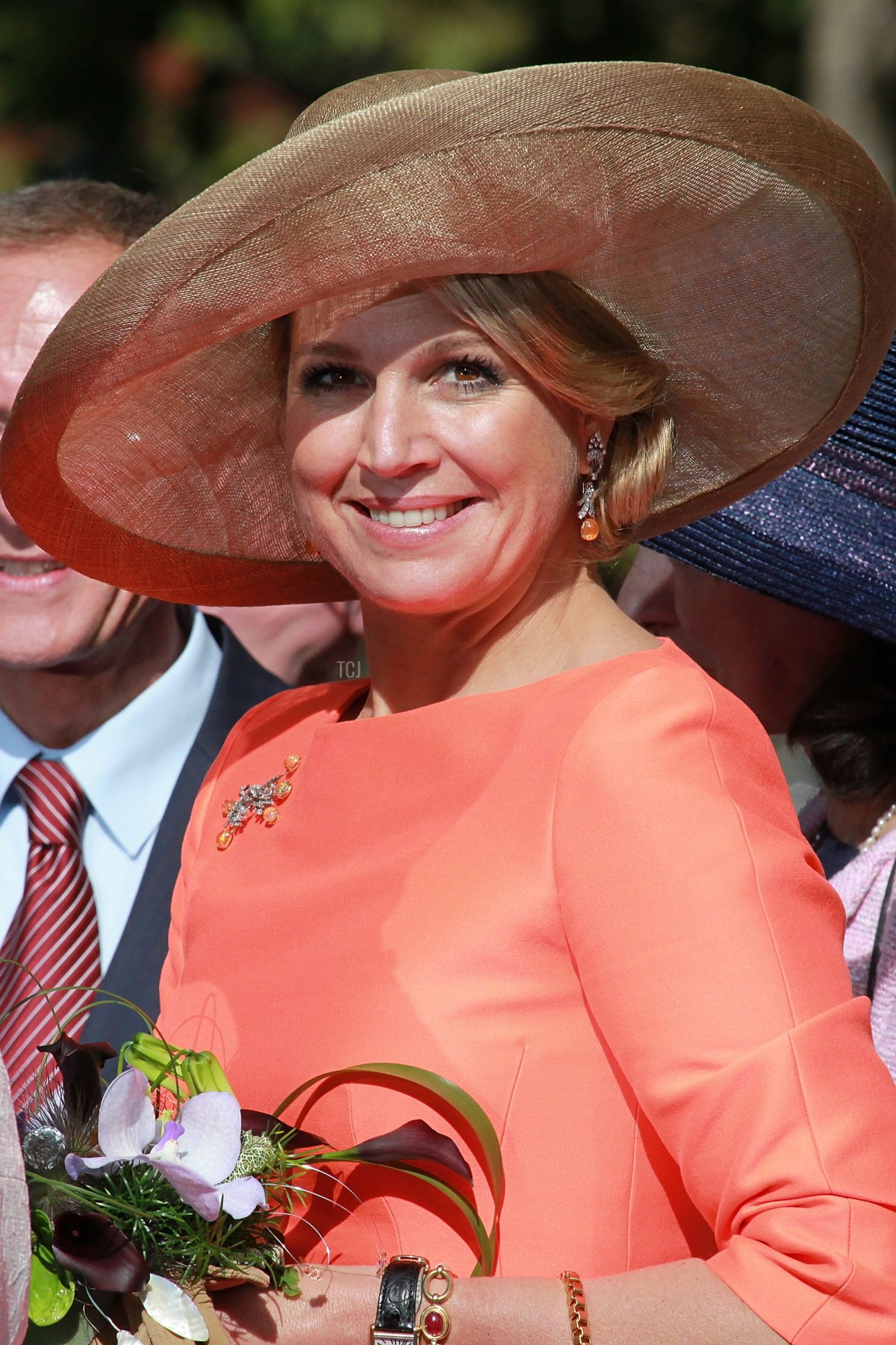 La regina Maxima dei Paesi Bassi arriva per una visita nella regione federale dell'Assia il 3 giugno 2013 a Wiesbaden, Germania