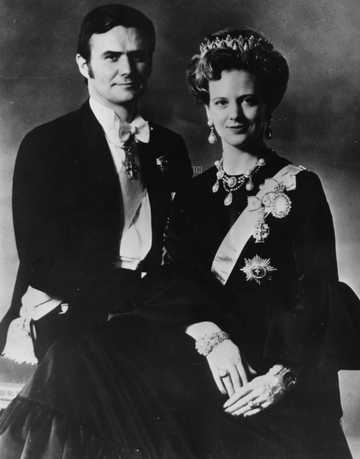 Ritratto della regina Margrethe di Danimarca e di suo marito il principe Henrik, 16 marzo 1972