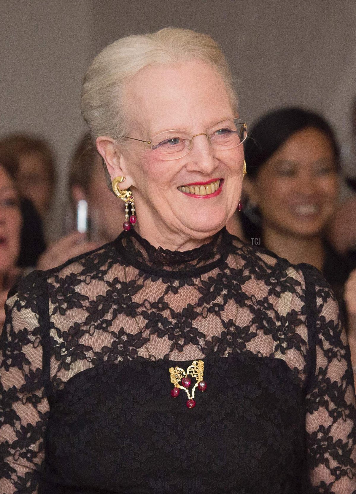 La regina danese Margrethe partecipa a una cena di ritorno nella Casa del Nord Atlantico a Copenaghen il 25 gennaio 2017 durante la visita di stato del presidente islandese in Danimarca