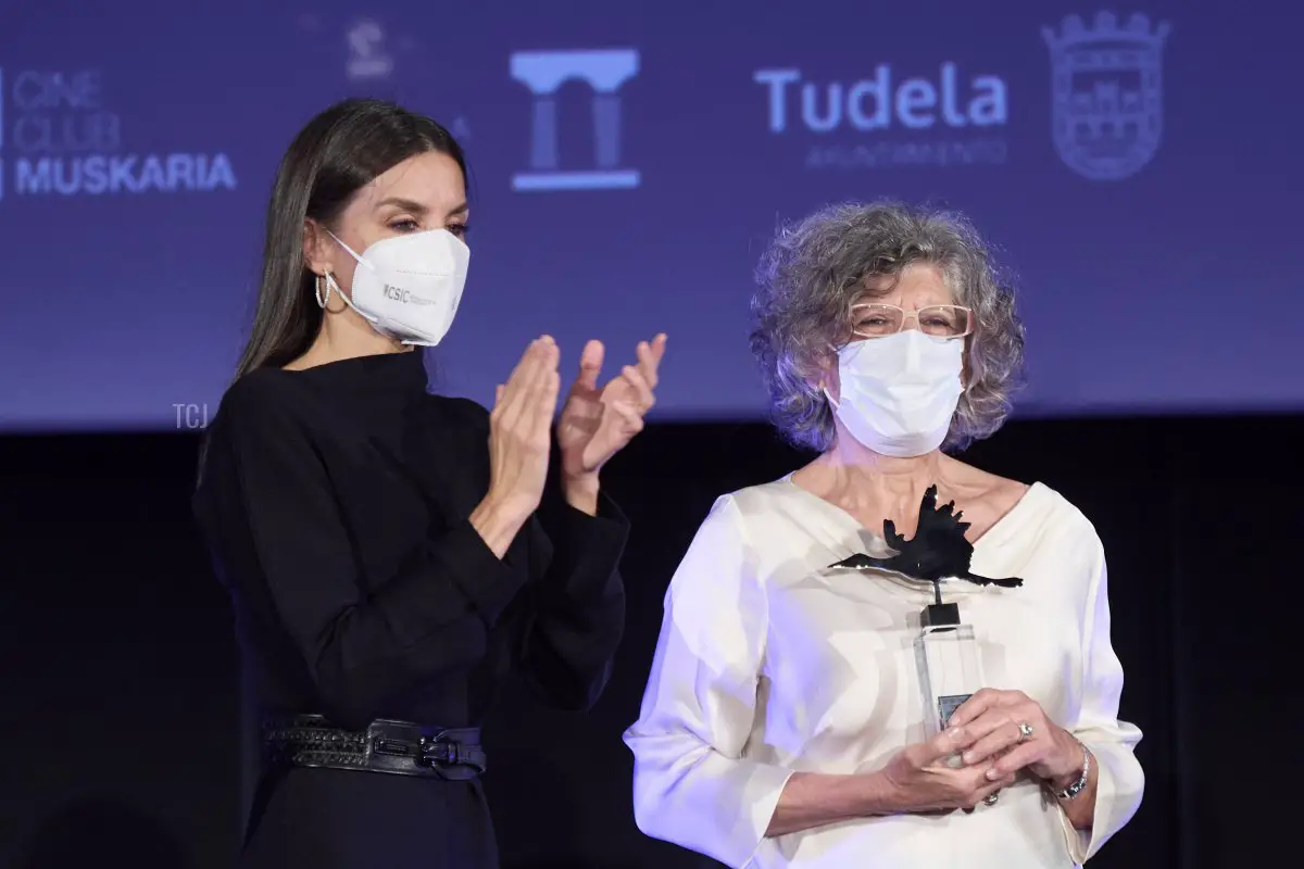 Queen Letizia of Spain attends the 21th 'Opera Prima' Film Festival at the Moncayo cinema on October 29, 2021 in Tudela, Spain