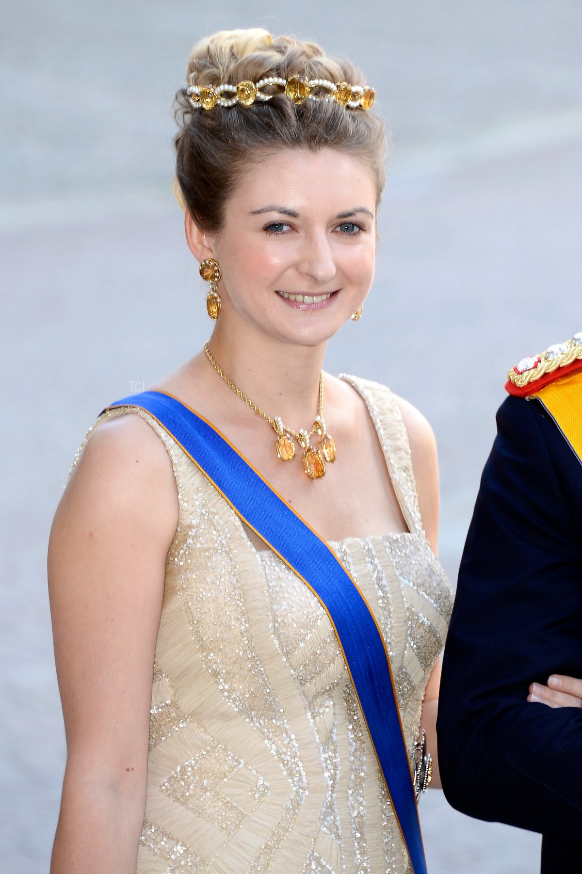 La Sua Altezza Reale la Principessa Stephanie di Lussemburgo partecipa al matrimonio della Principessa Madeleine di Svezia e Christopher O'Neill, ospitato dal Re Carl Gustaf XIV e dalla Regina Silvia presso il Palazzo Reale l'8 giugno 2013 a Stoccolma, Svezia