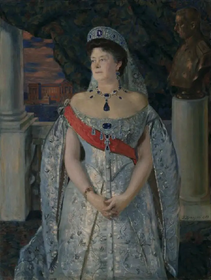 Ritratto del 1911 di Granduchessa Maria Pavlovna con i suoi zaffiri di Boris Kustodiev