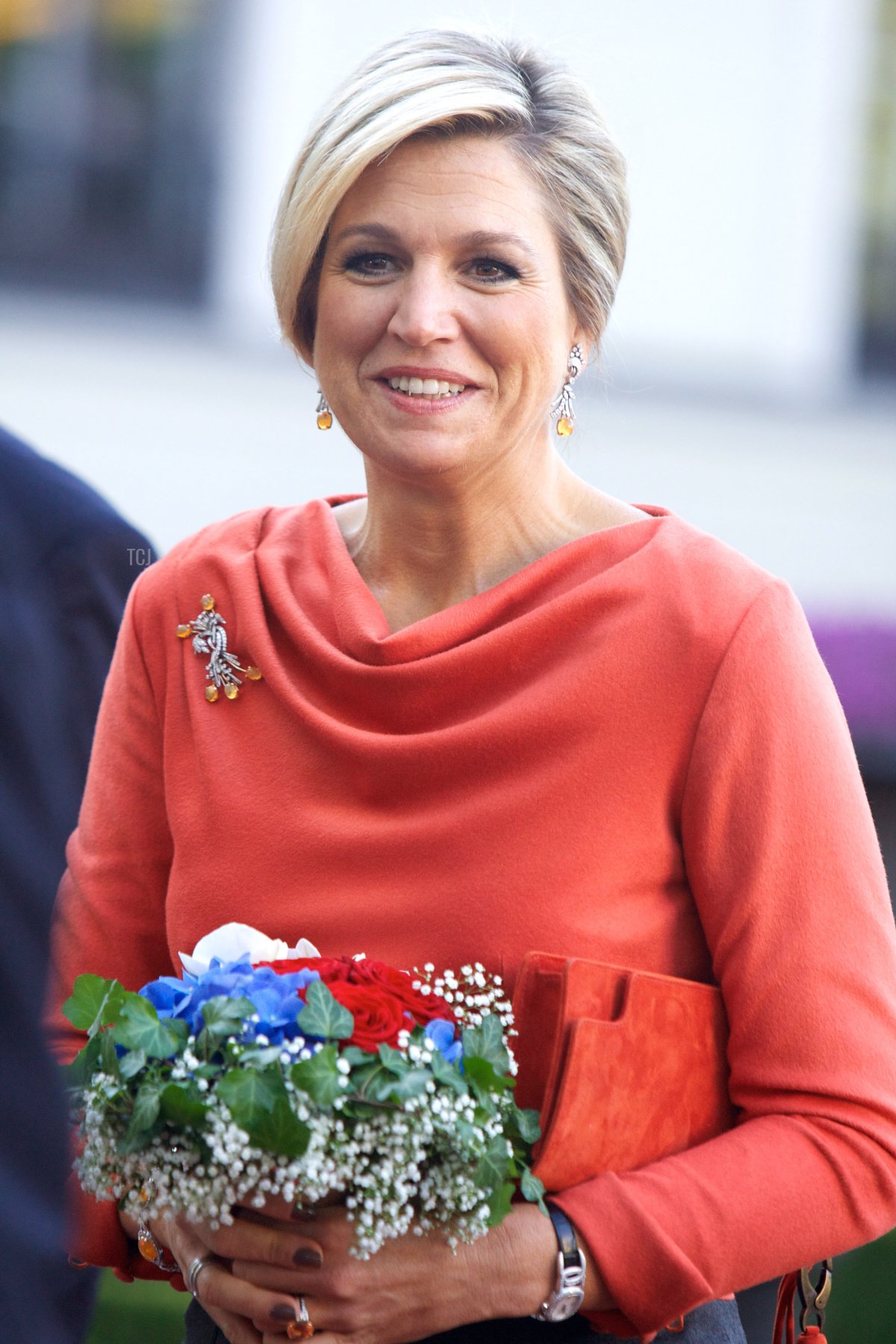 La regina Maxima dei Paesi Bassi arriva al Palazzo Reale durante una visita ufficiale a Oslo il 2 ottobre 2013 a Oslo, Norvegia