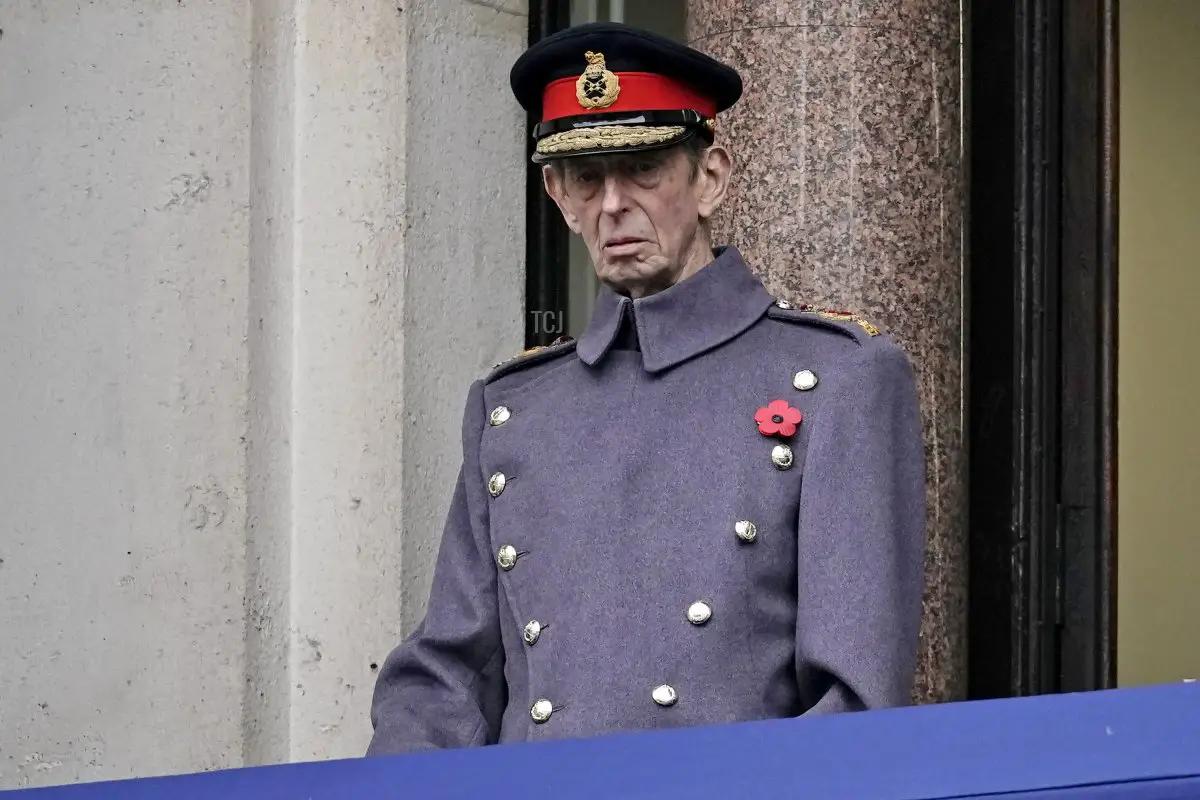 Prince Edward, Duke of Kent attends the annual National Service of Remembrance at the Cenotaph in Whitehall, on November 14, 2021 in London, England