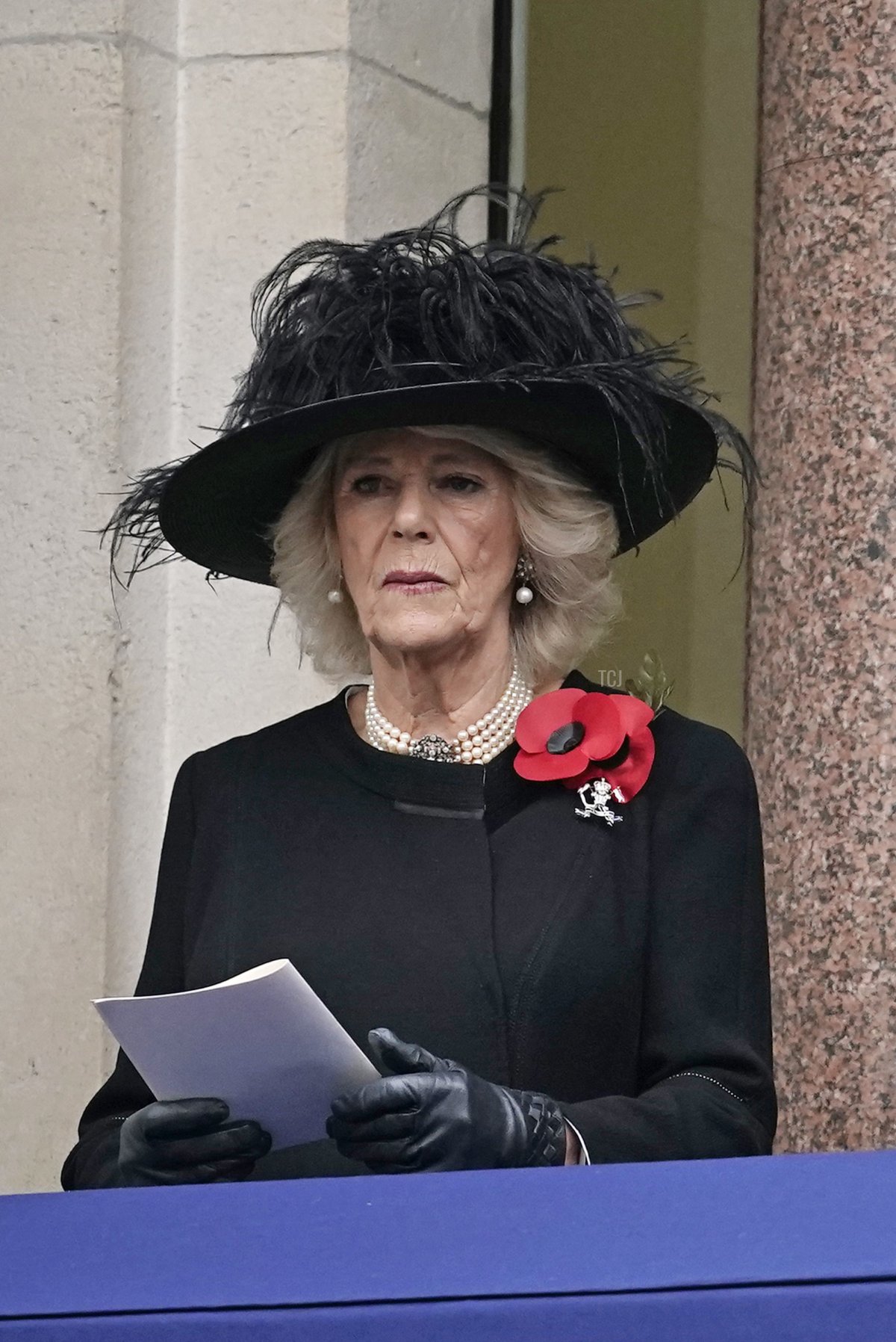 Camilla, Duchess of Cornwall attends the annual National Service of Remembrance at the Cenotaph in Whitehall, on November 14, 2021 in London, England