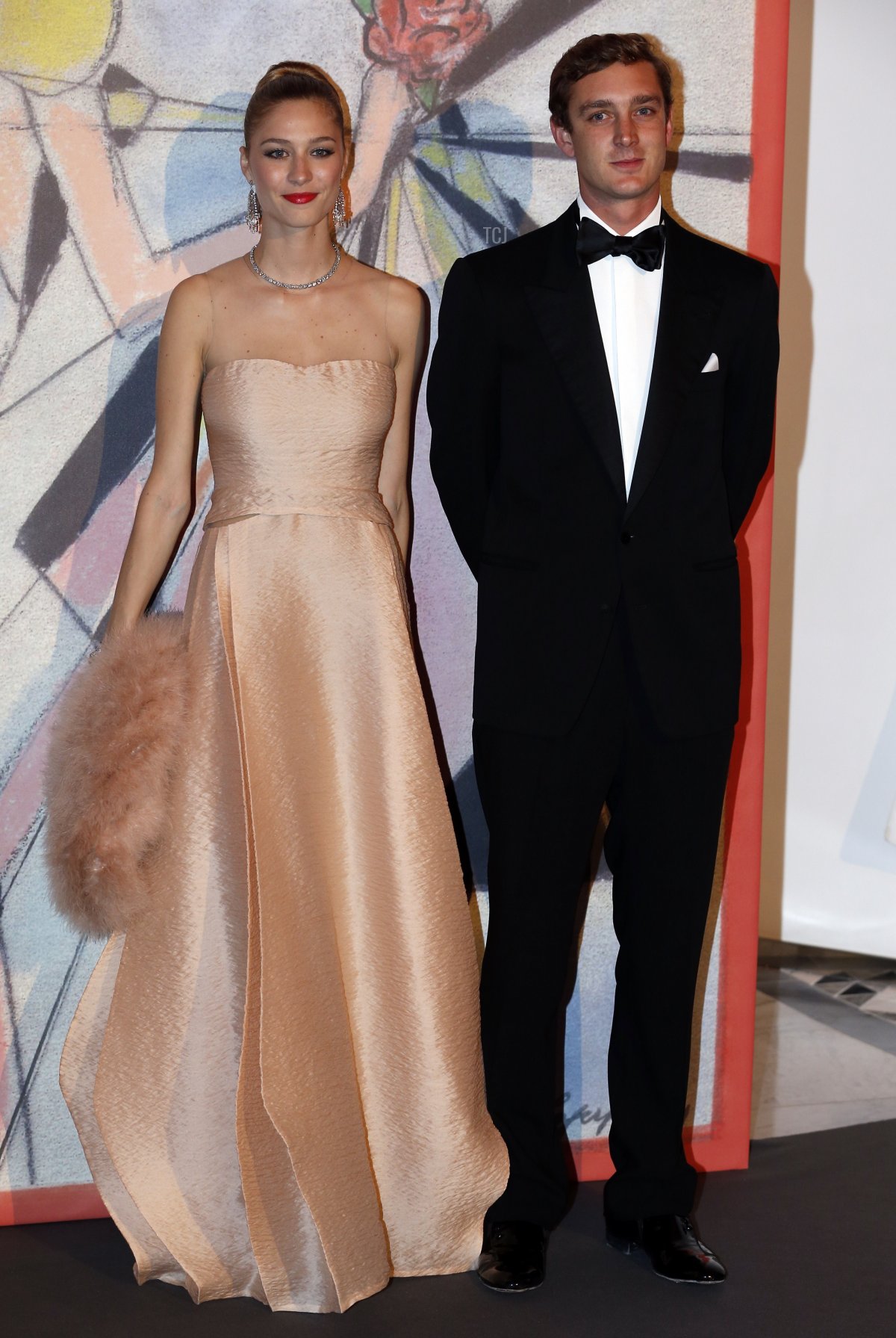 Pierre Casiraghi e Beatrice Borromeo, arrivano per il Rose Ball annuale al Monte-Carlo Sporting Club nel Monaco, il 29 marzo 2014