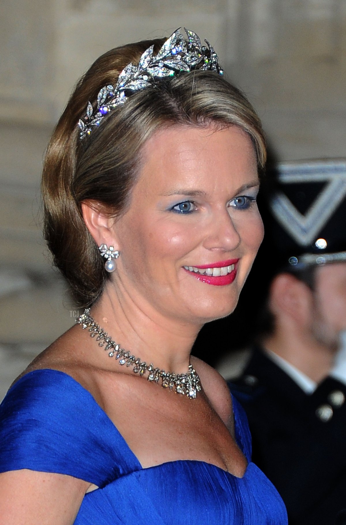 La Principessa Mathilde del Belgio partecipa alla cena di gala per il matrimonio del Principe Guillaume di Lussemburgo e Stephanie de Lannoy presso il Palazzo Granducale il 19 ottobre 2012 a Lussemburgo, Lussemburgo