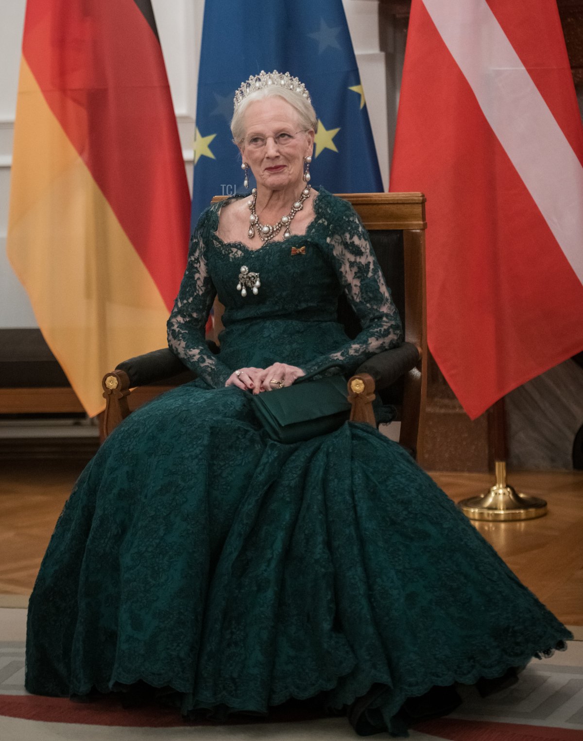 La regina Margherita II di Danimarca partecipa a un banchetto di stato al Palazzo Bellevue il 10 novembre 2021 a Berlino, Germania