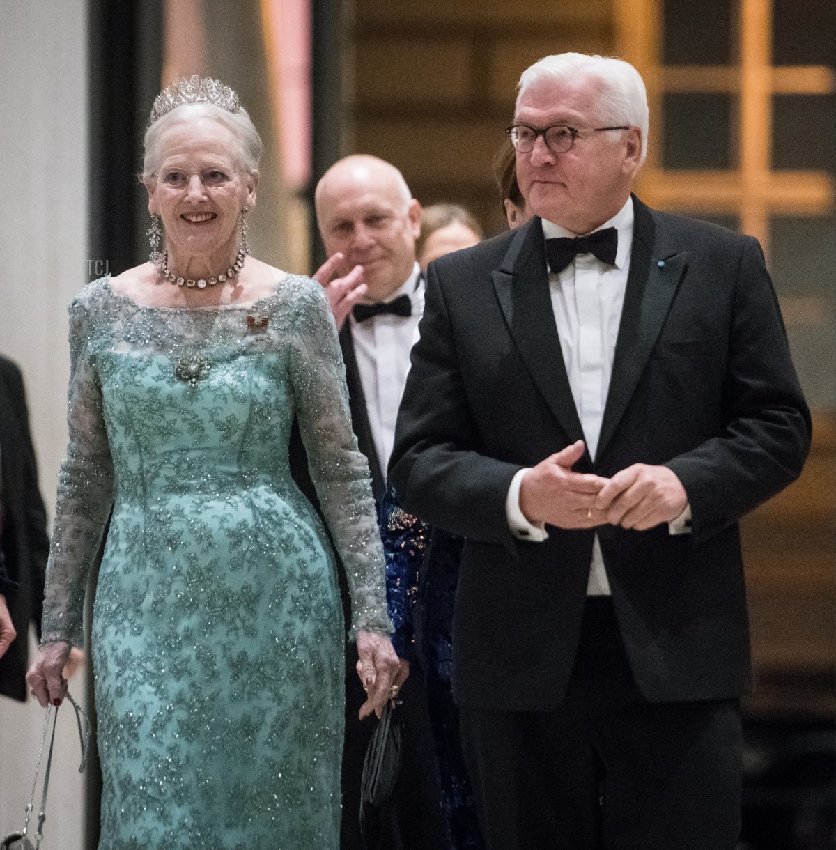 La regina Margherita II di Danimarca e il Presidente tedesco Frank-Walter Steinmeier durante una ricevimento al Museo storico tedesco l'11 novembre 2021 a Berlino, Germania