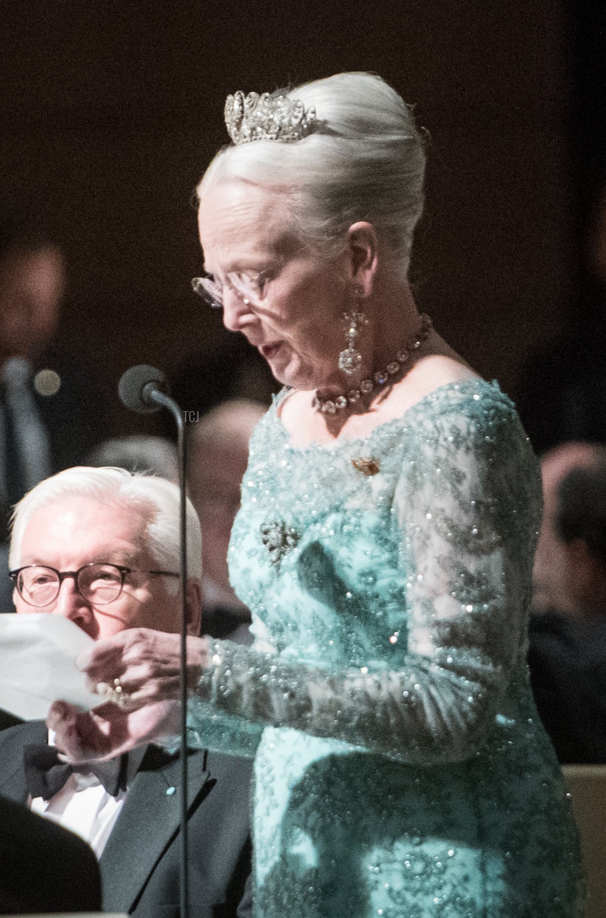 La regina Margherita II di Danimarca e il Presidente tedesco Frank-Walter Steinmeier durante una ricevimento al Museo storico tedesco l'11 novembre 2021 a Berlino, Germania