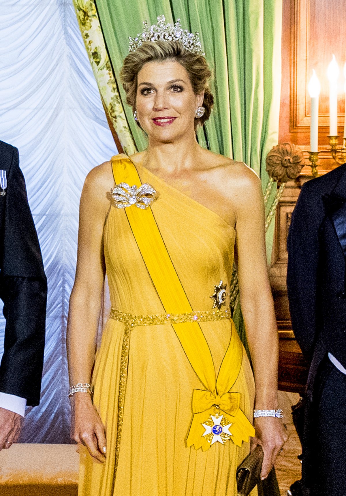 Regina Maxima dei Paesi Bassi durante la foto ufficiale al banchetto di Stato nel Palazzo Granducale il 23 maggio 2018 a Lussemburgo