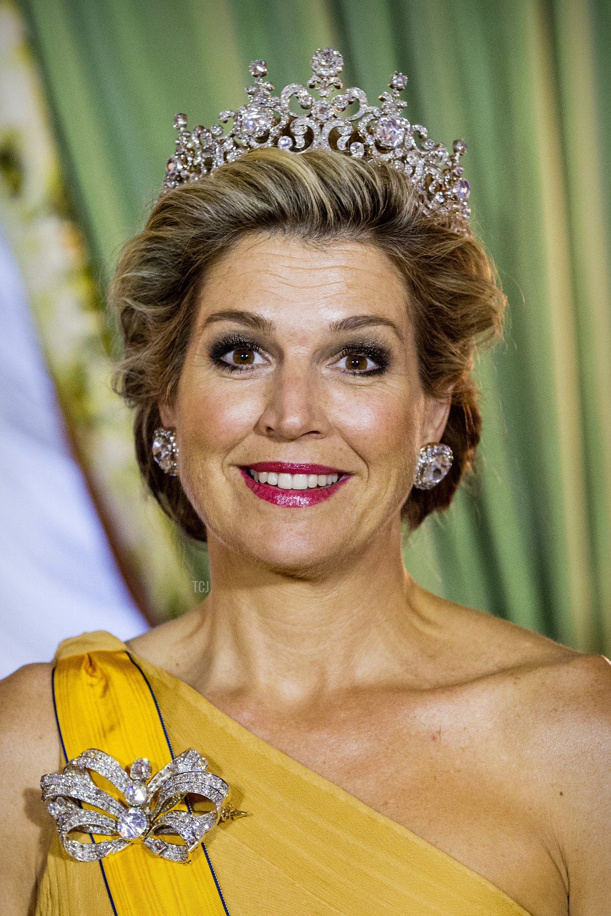 Regina Maxima dei Paesi Bassi durante la foto ufficiale al banchetto di Stato nel Palazzo Granducale il 23 maggio 2018 a Lussemburgo