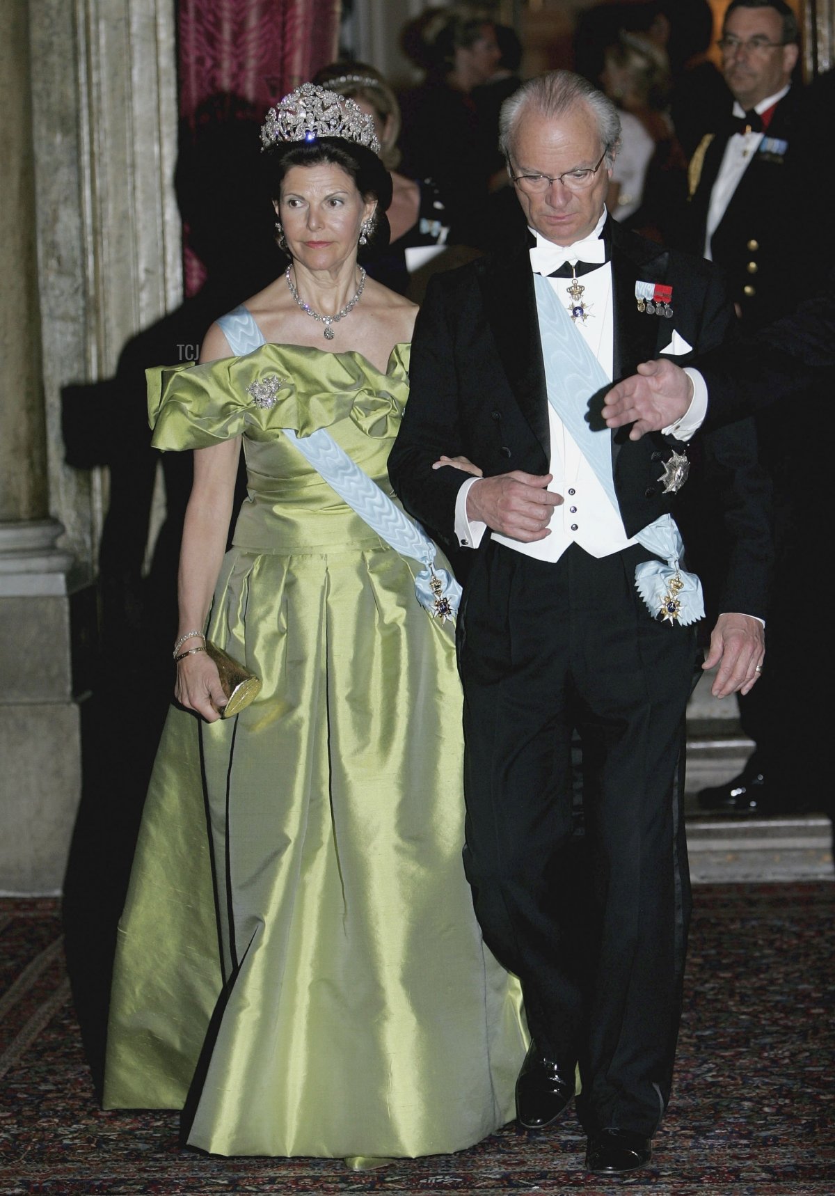 S.M. Re Carlo XVI Gustavo e Regina Silvia arrivano per la Cena di Gala presso il Palazzo Reale per celebrare il 60° compleanno di Re Carlo XVI Gustavo di Svezia il 30 aprile 2006 a Stoccolma, Svezia