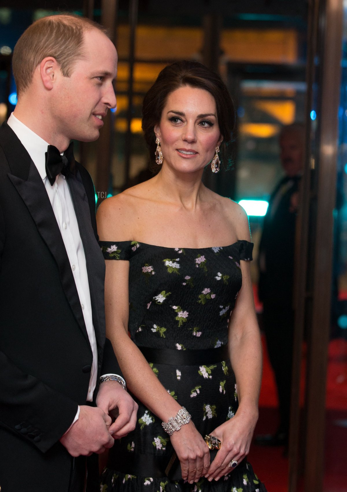 Britain's Prince William, Duke of Cambridge (L) and Britain's Catherine, Duchess of Cambridge meet BAFTA representatives as they arrive to attend the BAFTA British Academy Film Awards at the Royal Albert Hall in London on February 12, 2017