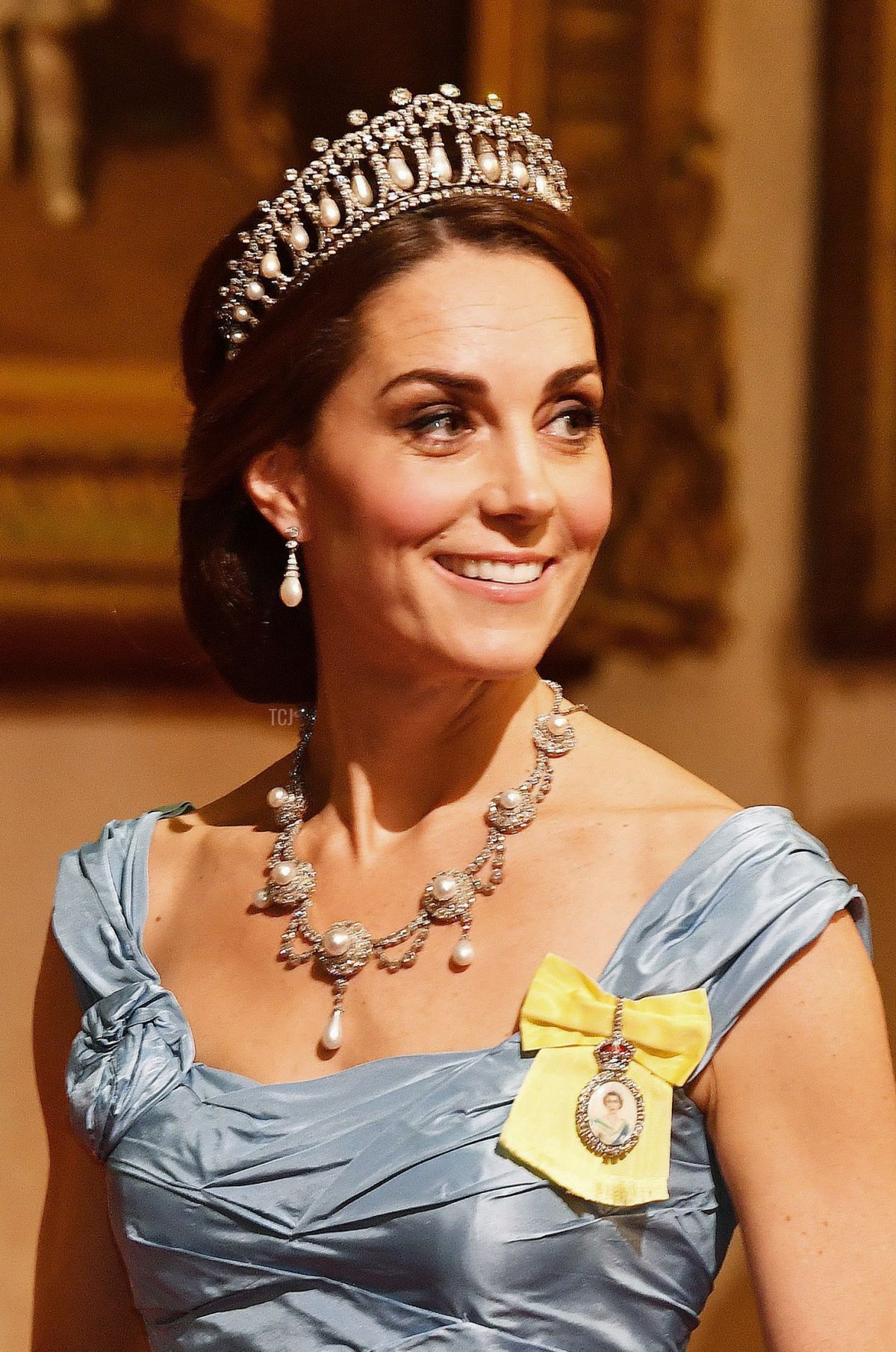 Britain's Catherine, Duchess of Cambridge, attends a State Banquet in honour of King Willem-Alexander and Queen Maxima of the Netherlands at Buckingham Palace in London on October 23, 2018