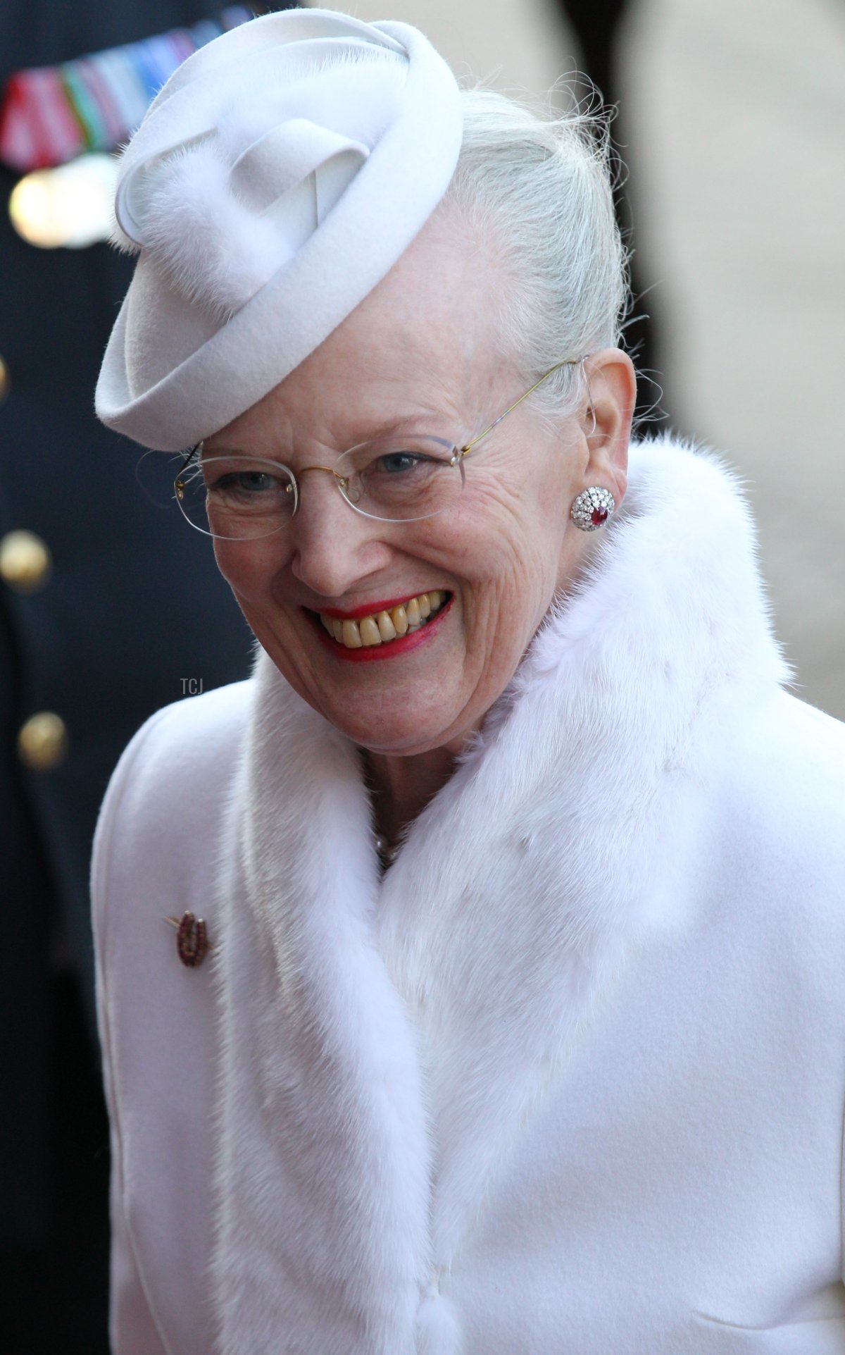 La regina Margrethe II di Danimarca arriva alla cerimonia ufficiale per celebrare 40 anni di regno presso il municipio il 14 gennaio 2012 a Copenaghen, Danimarca