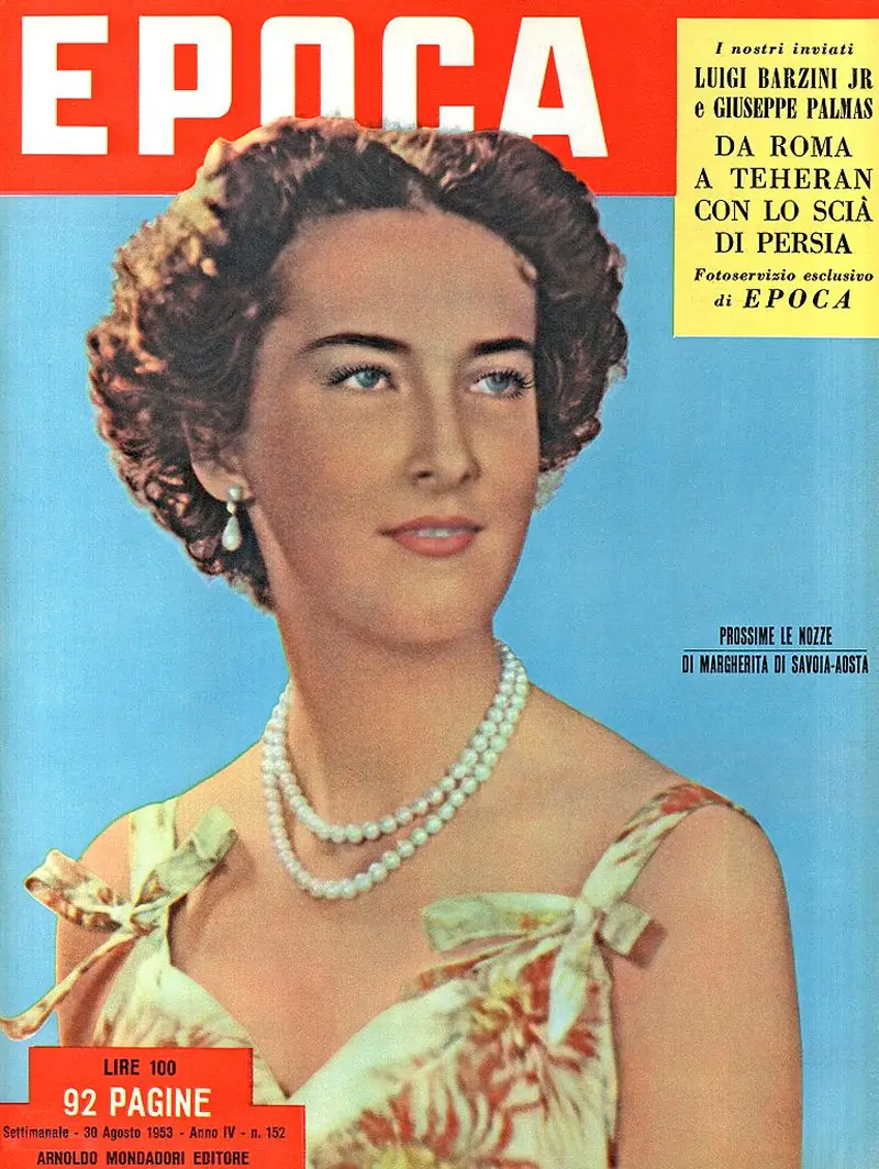 La copertina del settimanale Epoca che mostra la principessa italiana Margherita di Savoia-Aosta, 30 agosto 1953