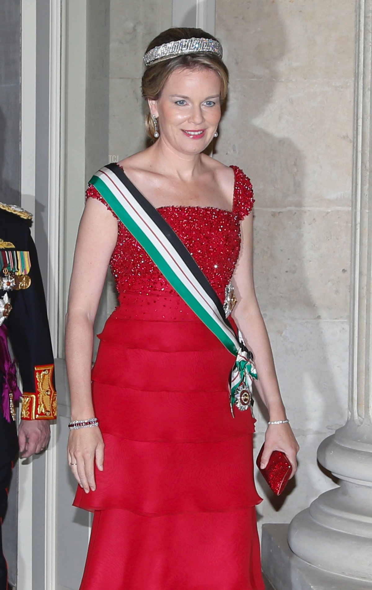 Queen Mathilde of Belgium attends a gala dinner at the Laeken royal Palace in Brussels, on May 18, 2016