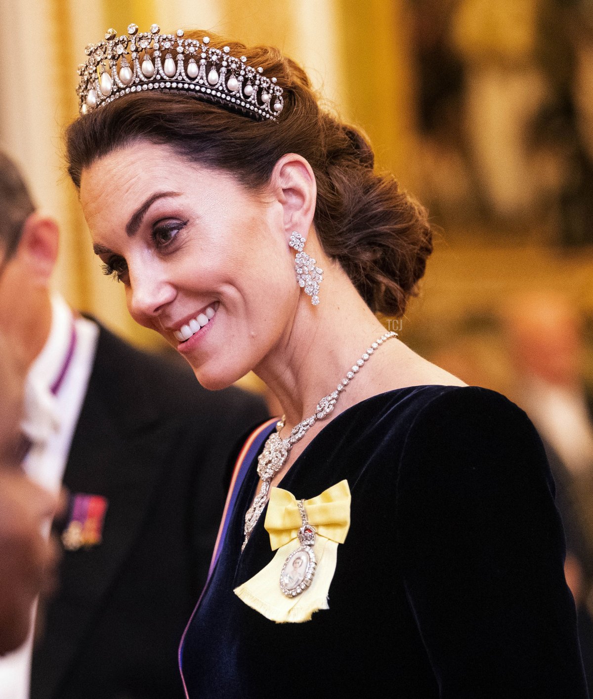 Catherine, Duchessa di Cambridge durante una ricezione serale per i membri del Corpo Diplomatico al Buckingham Palace l'11 dicembre 2019 a Londra, Inghilterra