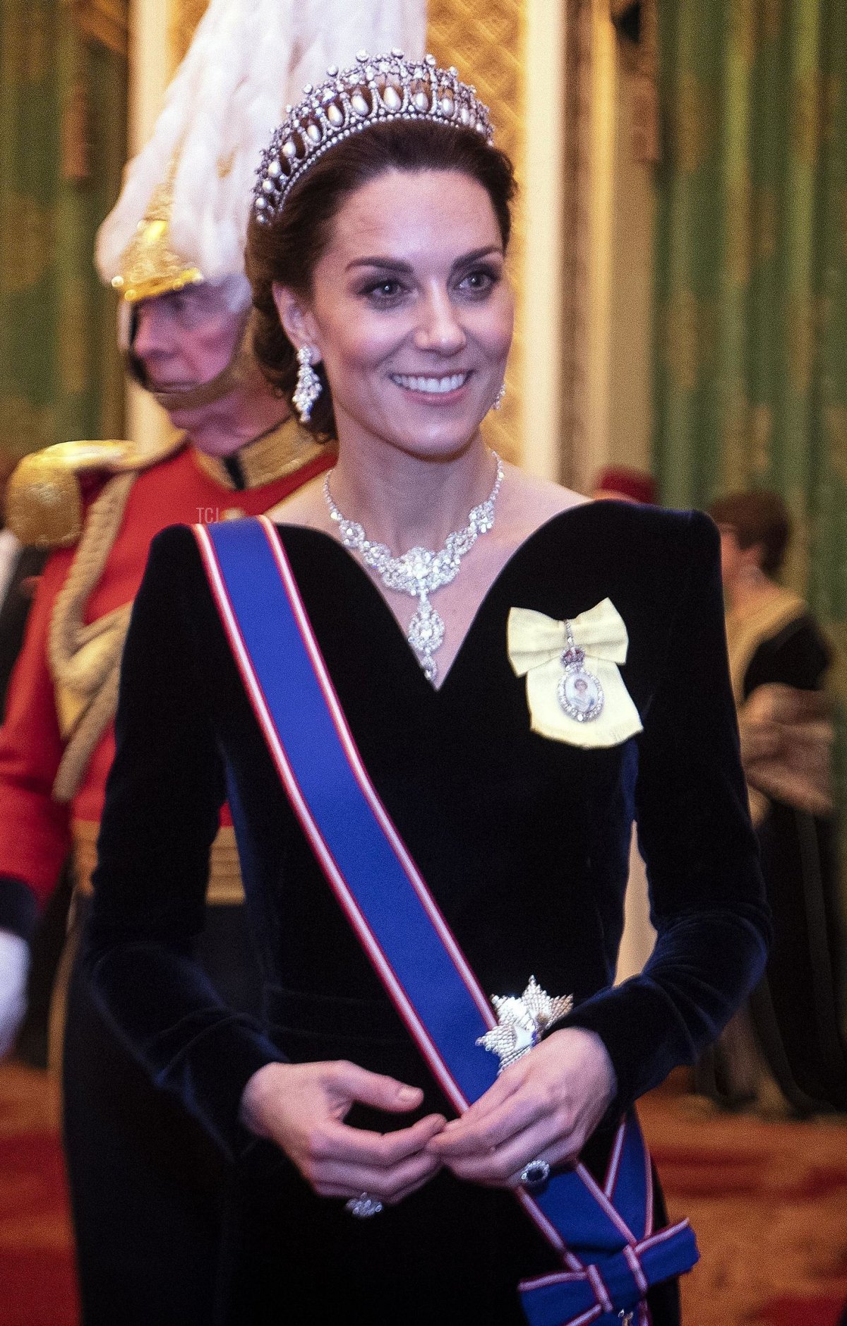 Catherine, Duchessa di Cambridge durante una ricezione serale per i membri del Corpo Diplomatico al Buckingham Palace l'11 dicembre 2019 a Londra, Inghilterra