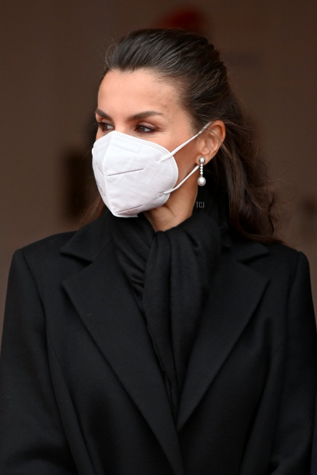 La Regina Letizia di Spagna posando davanti agli uffici presidenziali al Palazzo Hofburg il 31 gennaio 2022 a Vienna, Austria