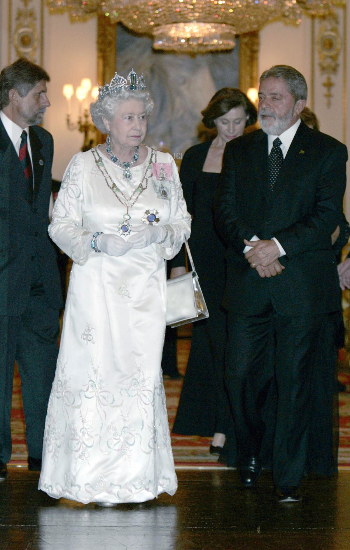 La regina Elisabetta II partecipa a un banchetto di stato a Buckingham Palace, Londra, il 07 marzo 2006 in onore del presidente brasiliano signor Luiz Inacio Lula de Silva