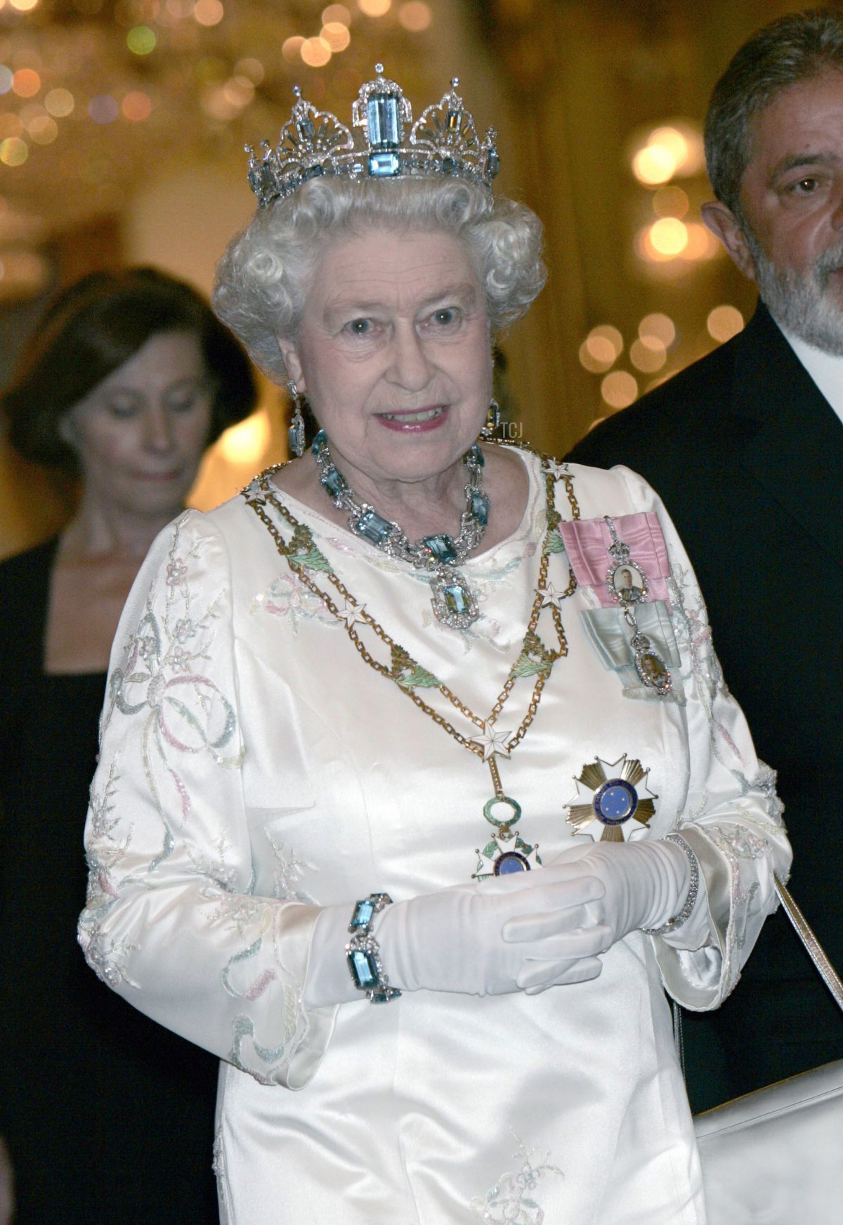 La regina Elisabetta II partecipa a un banchetto di stato a Buckingham Palace, Londra, il 07 marzo 2006 in onore del presidente brasiliano signor Luiz Inacio Lula de Silva