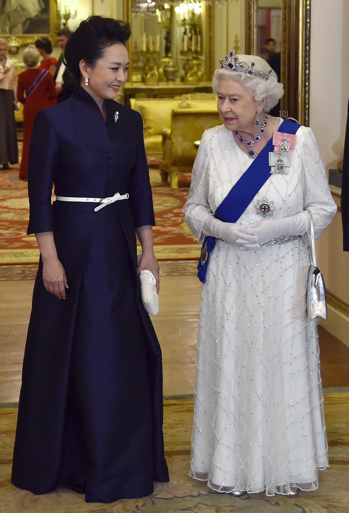 La regina britannica Elisabetta II ospita un banchetto di Stato per il presidente cinese Xi Jinping a Buckingham Palace a Londra, il 20 ottobre 2015, il primo giorno ufficiale della visita di Stato di Xi